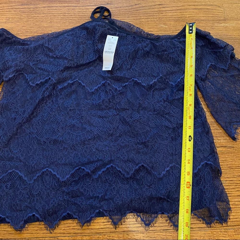WHBM Blouse Halter Top Lace Tiered Boho Peasant Dressy Nautical Women’s Size XS - Picture 7 of 11